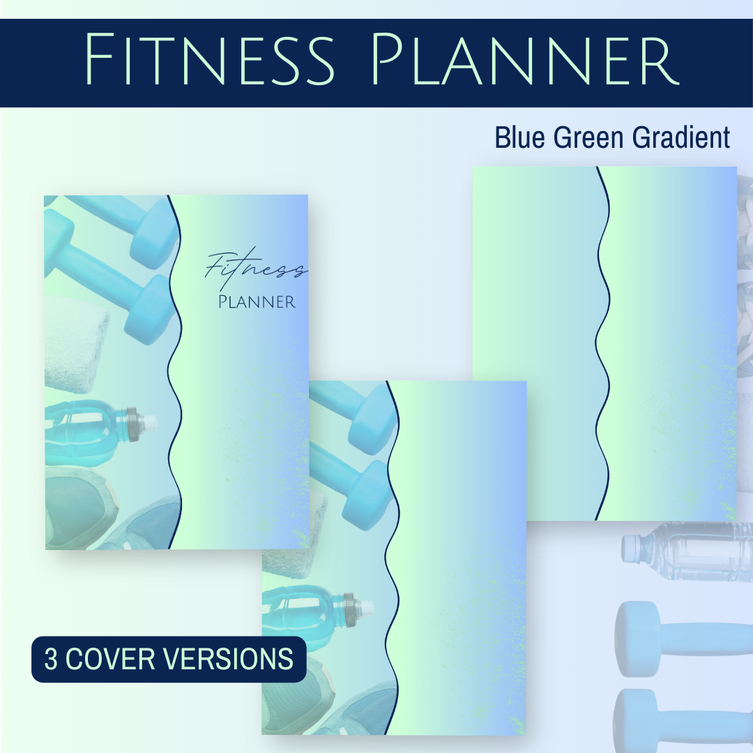 Fitness Planner (blue-green design) cover variations