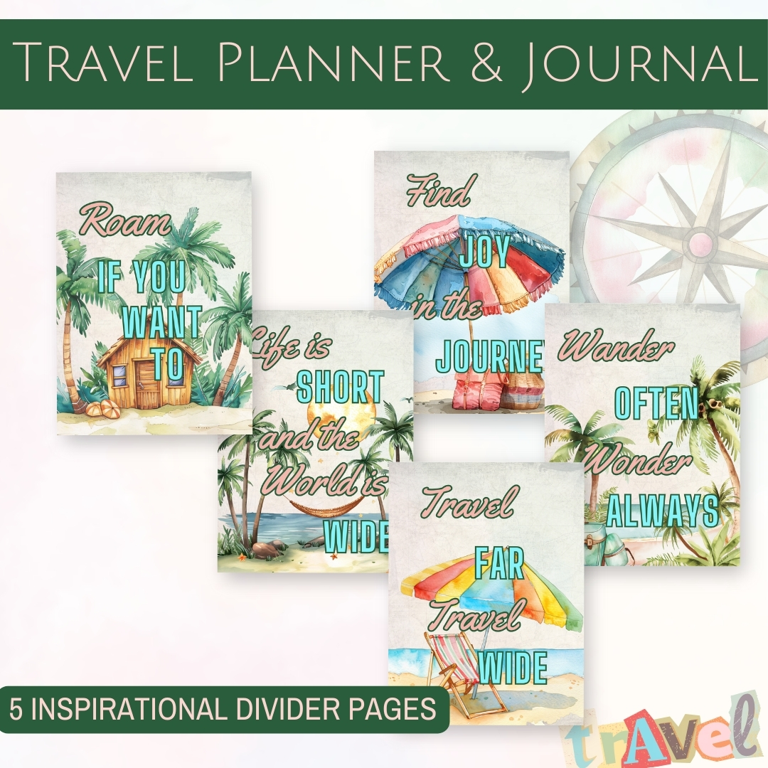 Travel Planner and Journal Divider Pages (tropical)