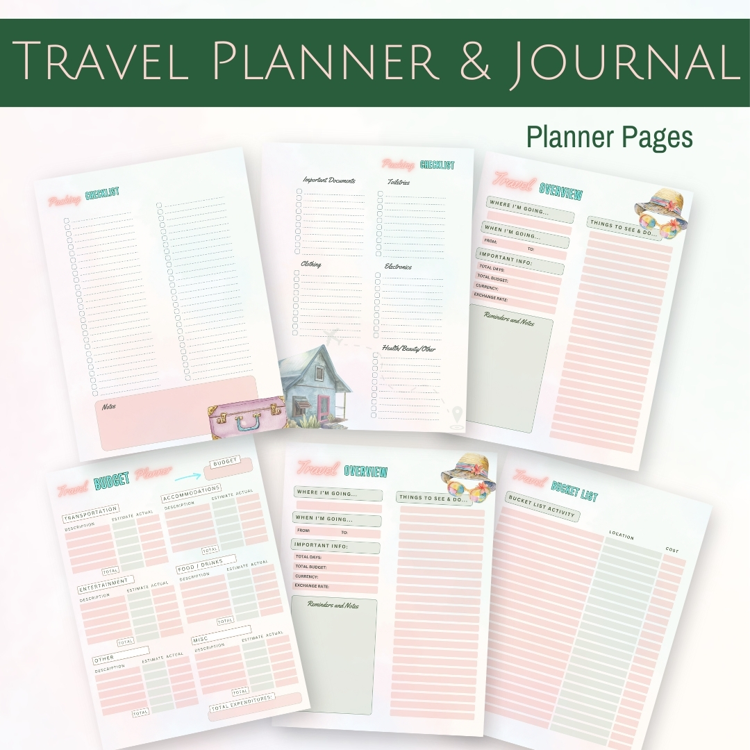 Travel Planner and Journal Planner Pages 1 (tropical)