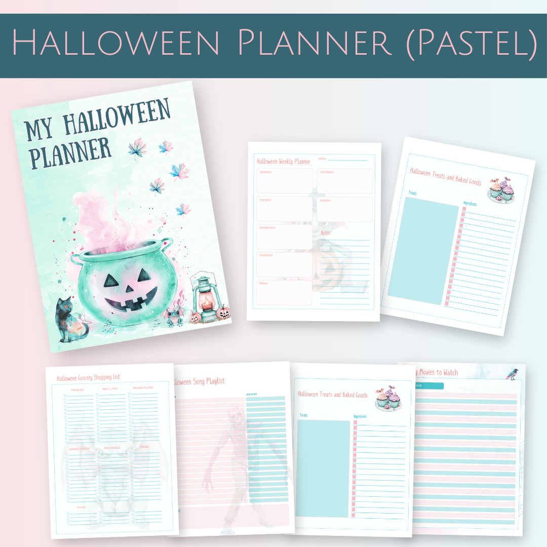 Halloween Planner(Turquoise and Pink Pastel) Overview